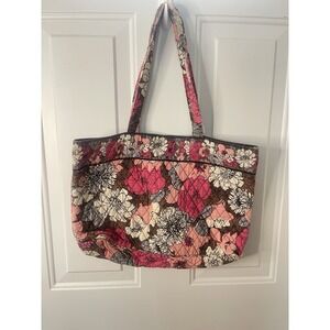 Vera Bradley Floral Quilted Tote Bag – Retired Style – Pink Brown Floral Print